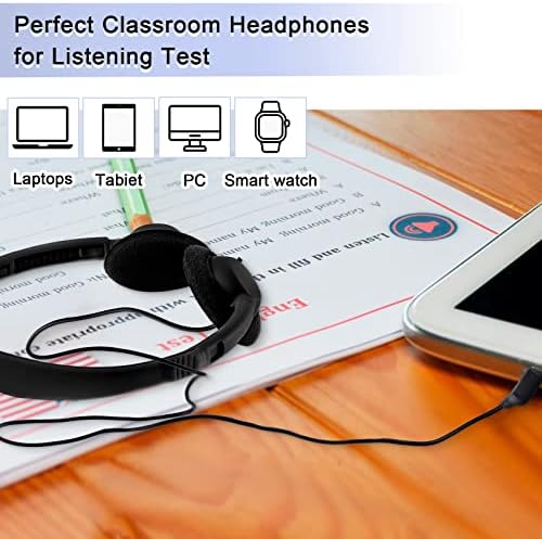 Yunsailing 30-Pack Adjustable Classroom Headphones – Durable 3.5 mm Bulk Earphones for Kids and Adults, Lightweight Design in Classic Black for Enhanced Educational Engagement and Group Activities
