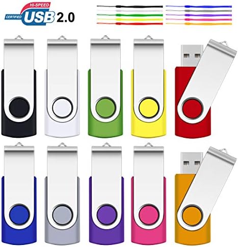 Vibrant 64 GB USB Flash Drive Pack – 5 Colorful Metal Swivel Thumb Drives with LED Indicator & Lanyards for Easy Portability – Ideal for Students & Professionals Seeking Reliable Data Storage Solutions