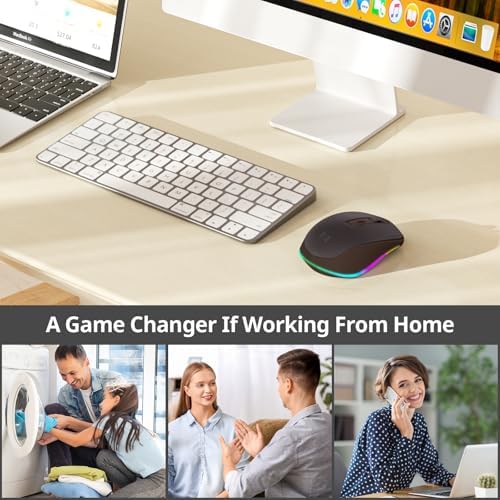 Illuminate Your Workspace with the seenda Light-Up Wireless Mouse Featuring Built-In Jiggler – USB-C & USB Receiver for Mac Book, i Pad, and Windows Devices – Ergonomic Design for Enhanced Comfort and Productivity