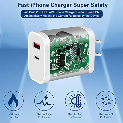 Efficient Dual-Port USB-C Wall Charger for i Phone 15 & 16 | Includes Two Extra Long 10 FT Cables | Rapid Charging for i Pad Pro and Smartphones | Perfect for Frequent Travelers and Busy Lifestyles