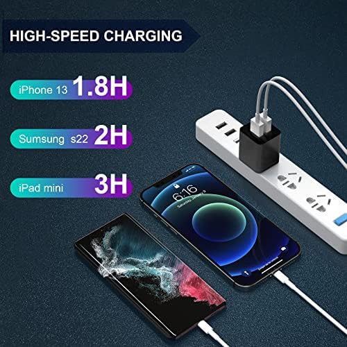 6 Pack Colorful Dual USB Wall Charger by i GENJUN – Fast Charging Cube Power Plug Adapter for i Phone, Samsung Galaxy, Google Pixel & Android Devices – Compact, Multi-Device Charging Solution with Built-In Safety Features – Enhance Your Charging Experience