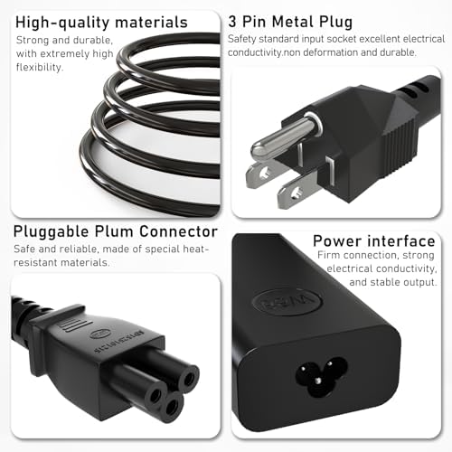 Ultra-Slim 65 W USB-C Laptop Charger for Dell – Fast Charging AC Adapter Compatible with Latitude, Inspiron, Chromebook & XPS – Optimized for Professionals with Superior Safety Features and Portability