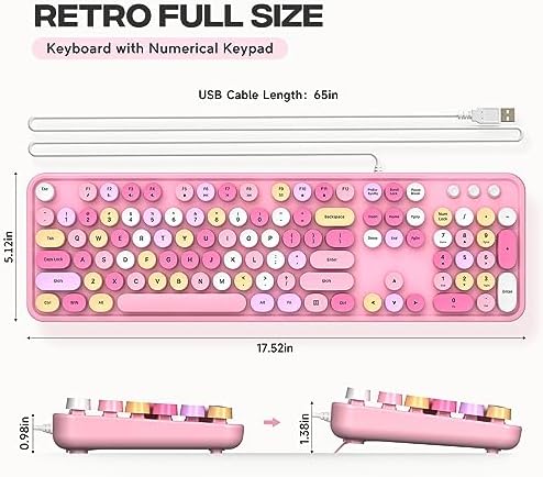 Illuminate Your Workspace with the Large Print Backlit Keyboard – Ergonomic USB Wired Multimedia Keyboard with Rainbow LED Lighting for Enhanced Comfort and Visibility on Windows PCs & Laptops