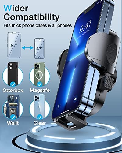 Military-Grade Universal Car Phone Holder – Enhanced 2025 Suction & Clip Technology for i Phone 16 Pro Max, 15 & Samsung – Adjustable Dashboard, Windshield, Air Vent Mount for Optimal Viewing & Safety – Durable Black Design for Secure Smartphone Access