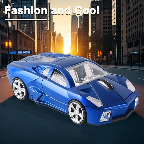 Rev Up Your Productivity with the CHUYI Sports Car Shaped Wireless Mouse – 1600 DPI, Cordless Optical Design for Effortless Use at Home, School, or Office, Perfect Gift for Tech Enthusiasts (Vibrant Blue)