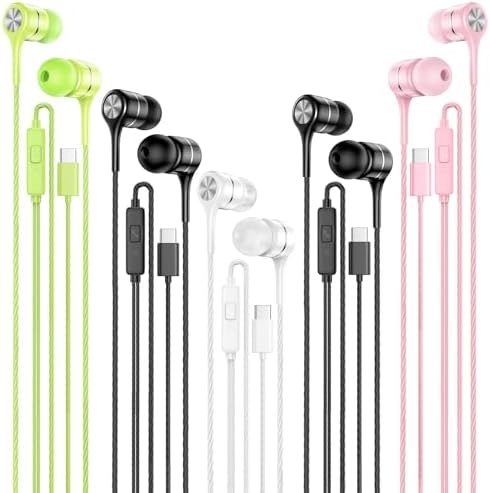 Premium Wired Earbuds with Microphone – 5 Pack of Heavy Bass In-Ear Headphones for Superior Sound Quality, Ideal for i Pad, Laptops, MP3 Players & Android Smartphones – Universal 3.5 mm Jack Compatibility, Ergonomic Design, Perfect for Music, Calls, and Video Enjoyment