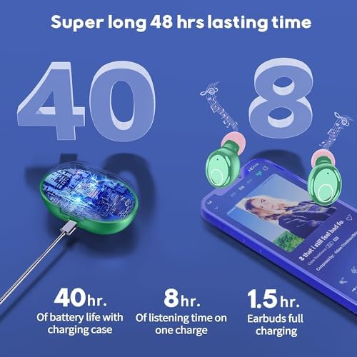 Kurdene Wireless Bluetooth Earbuds for Sports – Stylish Pink Over-Ear Headphones with Deep Bass Sound, 60 Hours Playtime, Ergonomic Comfort Fit for Running and Workouts, Enhanced Device Compatibility and Fast Connectivity