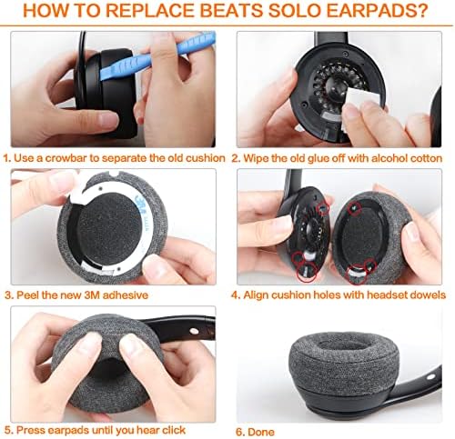 Upgrade Your Beats Solo 2 & 3 Experience with GVOEARS Premium Thicker Memory Foam Ear Pads – Exceptional Comfort & Noise Isolation, Durable 3 M Adhesive for Secure Fit, Stylish Grey Cushions for Enhanced Audio Performance and Long-Lasting Use – Perfect Headphone Accessories for Wireless & Wired Models