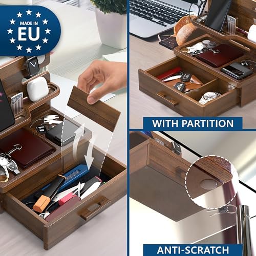 BarvA Phone Docking Station with Drawer Organizer | Night Stand Desk Charging Station | Upgraded Nightstand Organizer | Dresser Smart Watch Earbuds Phone Stand | Room Decor Gifts for Women Men Mom – Enhanced Compatibility and Speed