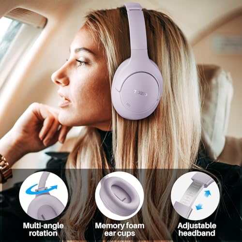 TOZO HT2 Wireless Over-Ear Headphones with Superior Active Noise Cancellation – Immerse in 60-Hour Playtime, Personalized Hi-Res Audio with Custom EQ, and Rich Deep Bass – Luxurious Khaki Design for Home, Office, and Travel Enthusiasts Seeking Unmatched Comfort and Sound Quality