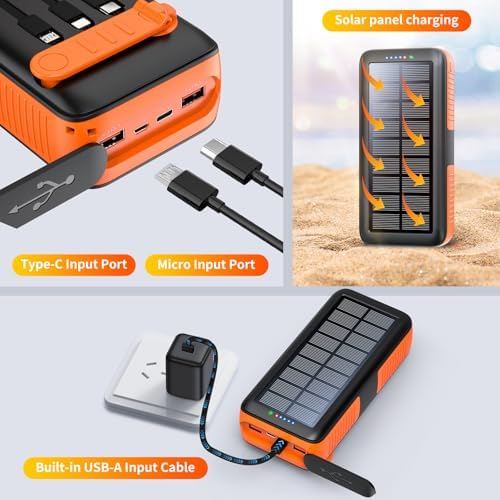 Ultimate 63200 m Ah Solar Power Bank with Hand Crank & 4 LED Flashlights – Fast Charging Emergency Battery Pack for Hiking, Camping, and Survival – Unmatched Durability and Safety Features for All Outdoor Adventures – Dual Input & Output Compatibility, Water & Drop Resistant Design for Extreme Conditions