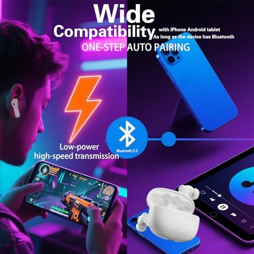 Revolutionize Your Listening Experience with Advanced True Wireless Earbuds Featuring Bluetooth 5.3 – Immerse Yourself in Crystal-Clear Hi-Fi Stereo Sound, Enjoy IPX7 Waterproof Durability, and Benefit from Superior Noise-Cancelling Technology – Effortless Auto Pairing for Instant Connectivity with i Phone and Android – Perfect Companion for Music Lovers, Professionals, and Adventurers Alike