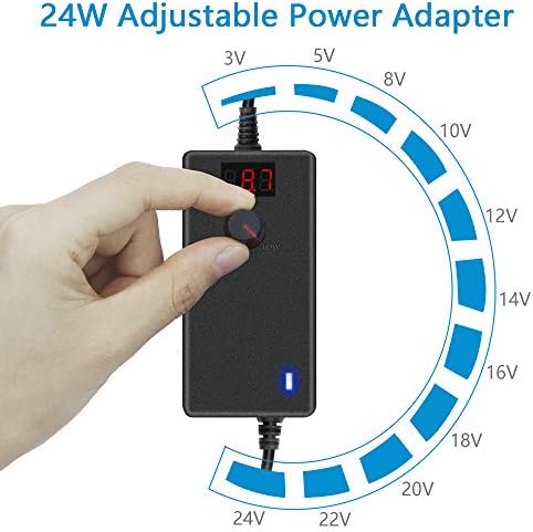 SHNITPWR Universal AC to DC Power Adapter – 48 W Adjustable Voltage Converter (3 V to 24 V) with 14 Interchangeable Tips & Polarity Converter for Maximum Device Compatibility and Efficient Performance, Ideal for Electronics Enthusiasts and Professionals