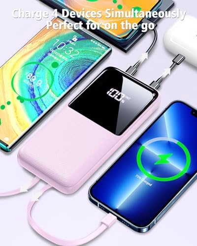 Ultimate 15000 m Ah Fast Charging Portable Power Bank – Compact USB-C & i OS Compatible Battery Pack for i Phone, Android, Samsung – Sleek Purple Design with Safety Features and LED Indicator for On-the-Go Charging