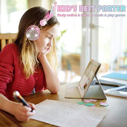 Light Purple Unicorn Cat Ear Bluetooth Headphones for Kids – Safe Listening with Volume Limiting, FM Radio & Dual Connectivity for Fun Learning and Entertainment – Ideal for School, Laptops, and Smartphones