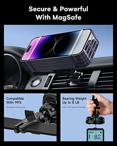Revolutionary ICEBLOCK 15 W Magnetic Wireless Car Charger Mount for i Phone 13 Pro Max – Mag-Safe Compatible, Hands-Free Convenience, Rapid Charging, and Adjustable Viewing Angles for Ultimate Driving Experience