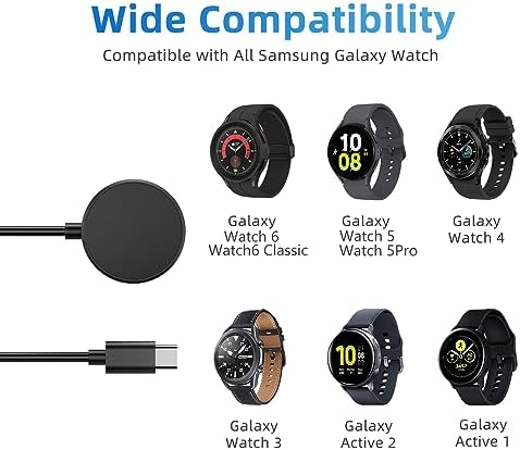 Efficient USB C Charger for Samsung Galaxy Watch Series – Premium Nylon Cables for Galaxy Watch 7/6/5/4/3/Active 2 – Rapid Charging with Advanced Safety Features for Everyday Use and Travel Convenience
