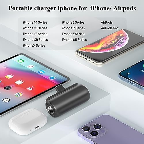 Dual Pack 5500 m Ah Mini Portable Charger for i Phone – Ultra-Compact Power Bank with PD Fast Charging in Stylish Black & Pink – Perfect Travel Accessory for i Phone 14/13/12/11/X/8/7/6 – Enhanced Compatibility & Convenience for On-the-Go Power