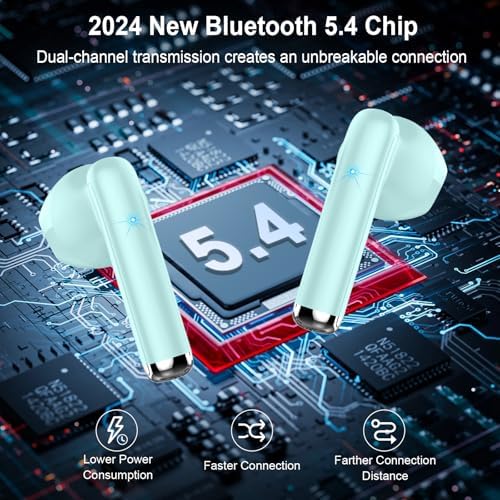 Cutting-Edge Bluetooth 5.4 Wireless Earbuds with 30-Hour Battery Life – Advanced ENC Noise Cancellation for Crystal-Clear Calls, IP7 Waterproof Protection, and Immersive 3 D Bass Audio – Sleek Dark Blue Design Perfect for Music Aficionados and Professionals – Includes LED Charging Case for Effortless Convenience and Compatibility with Android & i OS Devices