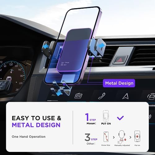 High-Speed Wireless Car Charger with Auto-Clamping Phone Mount and RGB Backlight – 15 W Qi-Compatible Charging for i Phone 15, 14, 13, 12 Mini, Pro Max, 11, XR, X, Samsung Galaxy S23 Ultra, S22, S21+ – Sleek Silver Design for Enhanced Aesthetics and Safety on the Road