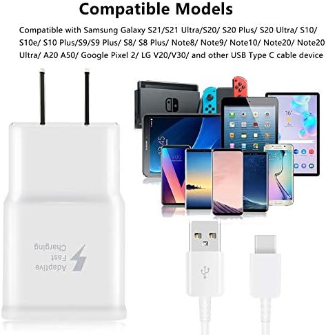 Rapid Charge Duo: Adaptive Fast Charging Kit with 5 ft USB Type C Cable – Compatible with Samsung Galaxy Series & Note Models – Reliable, Efficient Power Delivery for Home & Office Use – Enhance Device Longevity & Performance – 2 Pack Charger Block for Ultimate Convenience