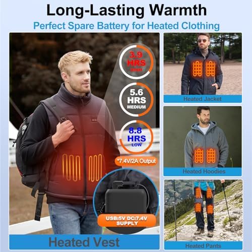 High-Capacity 16000 m Ah Heated Vest Power Bank – Versatile 5 V/7.4 V Fast Charging Portable Battery Pack with LED Indicator, Dual DC/USB Output for i Phone, i Pad, Samsung, and More – Essential Outdoor Accessory for Ultimate Warmth and Comfort
