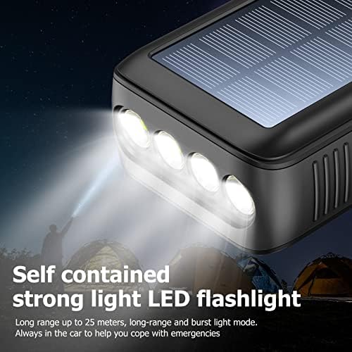 Ultimate 63200 m Ah Solar Power Bank with Hand Crank & 4 LED Flashlights – Fast Charging Emergency Battery Pack for Hiking, Camping, and Survival – Unmatched Durability and Safety Features for All Outdoor Adventures – Dual Input & Output Compatibility, Water & Drop Resistant Design for Extreme Conditions