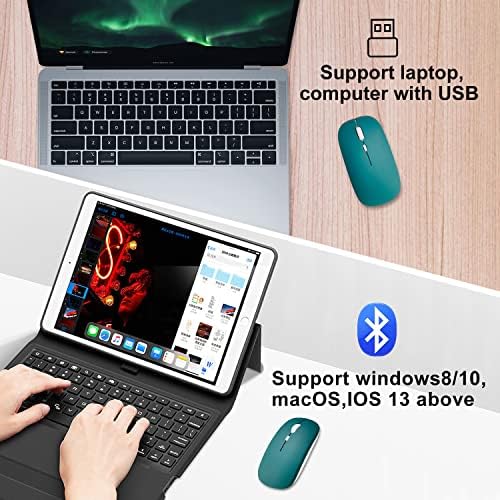 Ultimate Wireless Bluetooth Mouse for i Pad, Mac Book Pro, Air, and PCs – Rechargeable Silent Design for Productivity on the Go – Portable Slim Dual Mode Mouse with LED Indicators and Universal Compatibility