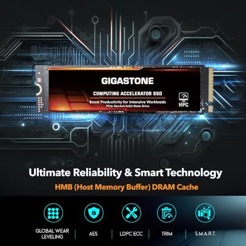 Elevate Your Gaming and Creative Potential with the Gigastone 500 GB M.2 NVMe SSD – Lightning-Fast PCIe Gen 4 Internal Solid State Drive for Seamless 3 D Rendering and 4 K/8 K Video Editing – Unmatched 5,000 MB/s Read Speeds for Gamers and Content Creators – Perfect Upgrade for PCs, Laptops, and PS5 with Enhanced Compatibility and Reliability