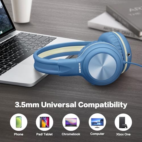 SIMOLIO 2-Pack Foldable Wired Headphones with Volume Limiter – Lightweight & Comfortable 3.5 mm Audio Solution for Kids and Adults – Perfect for Travel, Home, Office, Music, Gaming, and Calls – Exceptional Sound Quality and Durability