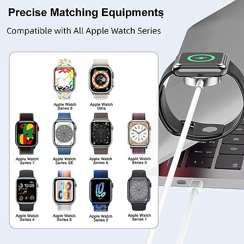 Revolutionize Your Charging Routine with the Enhanced 2-Pack USB-C Magnetic Apple Watch Charger – Fast Charging Cable for Ultra 2, SE (2 nd Gen), Series 10-3 FT Length, Effortless Compatibility with All Models – Durable, Reliable, and Perfect for On-the-Go Power Needs