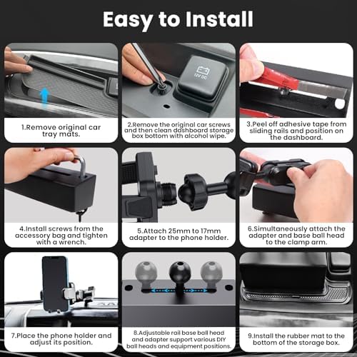Kaishengyuan Premium Metal Phone Mount for 2019+ Ram Trucks – Durable Adjustable Dash Holder for Dodge RAM 1500/2500/3500 & TRX Models, 360° Rotatable Smartphone Stand for Ultimate Hands-Free Navigation & Safe Driving, Effortless Tool-Free Installation for All Smartphone Compatibility, Elevate Your Driving Experience with Enhanced Aesthetics and Functionality