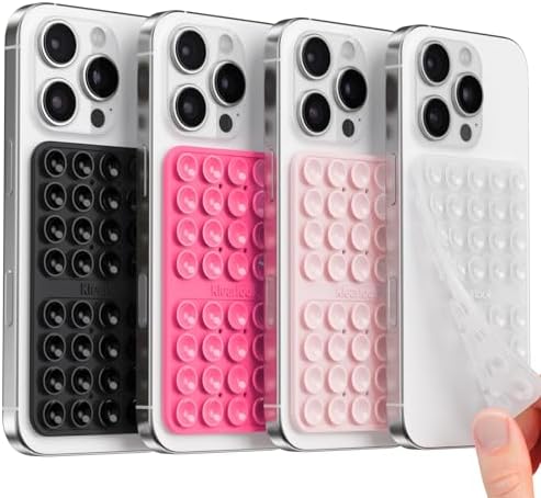 Klearlook 4-Pack Silicone Suction Cup Phone Mount – Creative Hands-Free Phone Grip for Stunning Selfies & Videos in Clear, Light Pink, Hot Pink, and Lavender – Innovative Double-Sided Suction Technology for Wide Compatibility – Premium Durable Design for Effortless Content Creation and Easy Maintenance