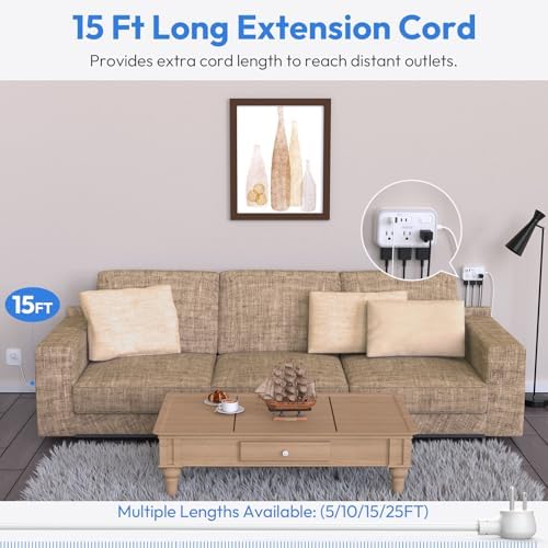 NTONPOWER 6-Outlet Surge Protector Power Strip with 4 USB Charging Ports, Including 2 USB-C Fast Chargers, 5-Foot Flat Plug Extension Cord for Home, Office & Dorm Room – Ultimate Device Protection & Space-Saving Solution