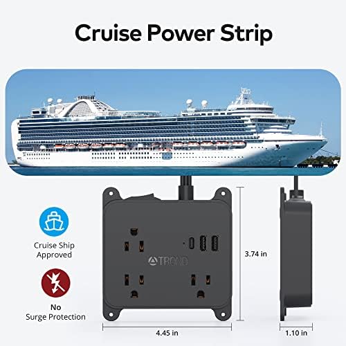 TROND Ultra Thin Flat Extension Cord with 3 USB Ports and 3 AC Outlets – Sleek Wall-Mount Power Strip for Smart Charging in Small Spaces – Perfect for Home, Dorms, and Workstations – Compact Surge Protector for Modern Electronics