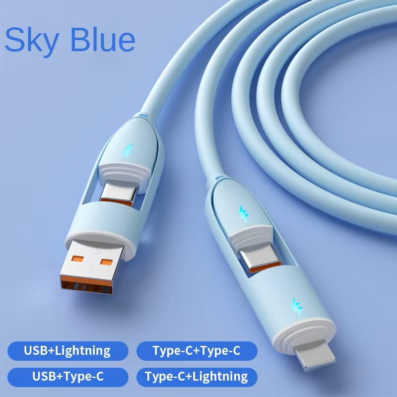 TRON 4-in-1 USB A to C Charging Cable – Stylish Pink 5 FT with LED Indicator for Multi-Device Fast Charging and Enhanced Compatibility – Perfect for Home, Office, and Travel