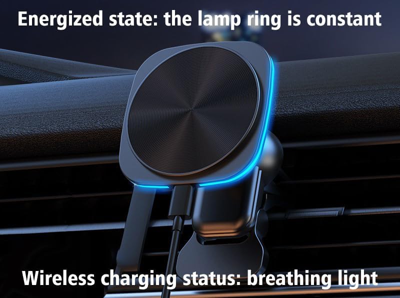Unifizz Magnetic Wireless Car Charger for i Phone 15/14/13/12 – High-Speed Charging & Secure Magnetic Mount for Effortless On-the-Go Power – Sleek Black Design, Universal Compatibility, Compact & Efficient Charging Solution