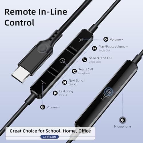 Transform Your Listening Experience with USB C Wired Earbuds – Premium Noise-Canceling In-Ear Headphones for i Phone 16, Galaxy S24 & Pixel 9 – High-Fidelity Sound with Deep Bass and Integrated Microphone – Perfect for Music Lovers and Daily Use