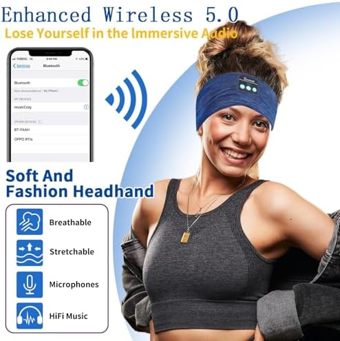 Revolutionary Bluetooth Sleep Headband for Side Sleepers – Ultra-Comfortable Wireless Headphones with Adjustable Fit for Podcast Lovers and Active Lifestyles, Perfect for Restful Nights and Soothing Sounds