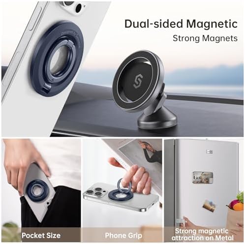 SYNCWIRE Mag Safe Phone Ring Holder – Stylish Magnetic Grip & Hands-Free Kickstand for i Phone 16, 15, 14, 13, 12 Pro Max – Secure 360° Rotation, Durable Build for Everyday Convenience & Enhanced Stability