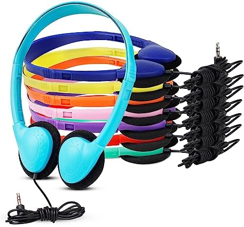 Bulk 32-Pack Adjustable Kids Headphones – Multi-Color Wired Earphones for Classroom Engagement and Learning – Comfortable Fit for Students and Teens – Durable, Compatible with Most Devices, Perfect for Group Activities and Focused Study Sessions
