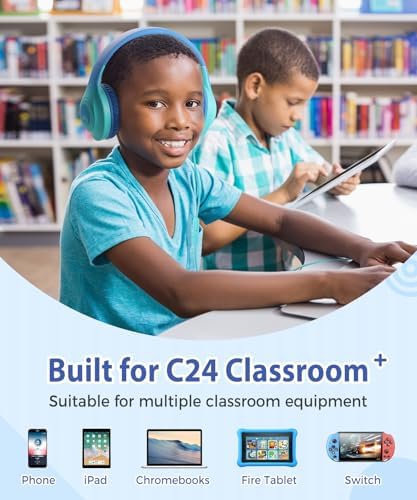 Rockpapa C24 Foldable Kids Headphones with Microphone – Lightweight Wired Audio Solution in Eye-Catching Purple & Green for School, Travel, and Play – Ideal for Young Listeners with Enhanced Compatibility and Superior Portability