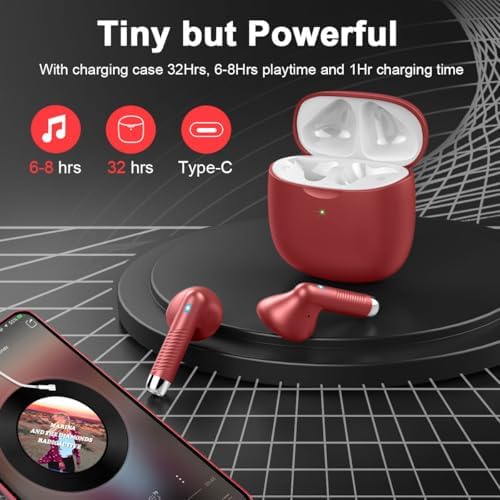 Light Pink Bluetooth 5.3 Wireless Earbuds – Exceptional Noise Cancelling Sports Headphones with IP7 Waterproof Design for Unmatched Outdoor Performance – 32 Hours of Playtime & Quick USB-C Charging for Ultimate Audio Convenience