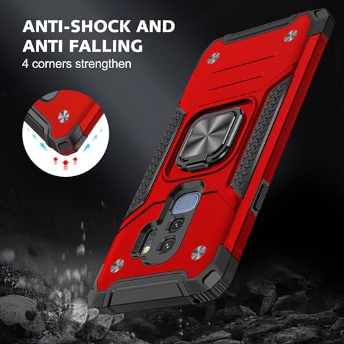 Rugged Military-Grade Shockproof Case for Samsung Galaxy S9 Plus – Red Armor with Built-in Kickstand and Magnetic Car Mount for Ultimate Protection and Style – Perfect for Active Lifestyles