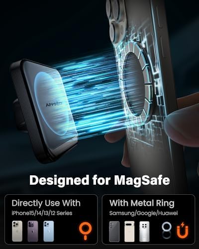 Ultimate APPS2 Magnetic Car Phone Holder Mount – Six Strong Magnets for Secure Grip, Versatile Suction Cup for Windshield & Dashboard, Universal Fit for Smartphones & Mini Tablets, 360-Degree Swivel Design for Hands-Free Convenience, Durable & Easy to Install for Enhanced Driving Safety