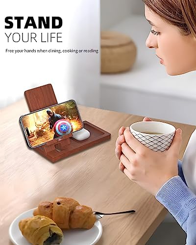 Cell Phone Stand with Tray, Wood Phone Docking Station for Men, Phone Holder for Desk, Men’s Docking Station and Organizer, Wooden Desk Organizer – Enhanced Compatibility and Speed