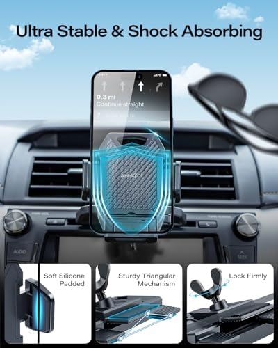 APPS2 Enhanced CD Slot Car Phone Mount with 15 W Wireless Charging – Effortless One-Hand Operation & Hands-Free Design for i Phone 11 to 16 Pro Max – Sturdy, Secure Installation for Safe Driving and Seamless Navigation