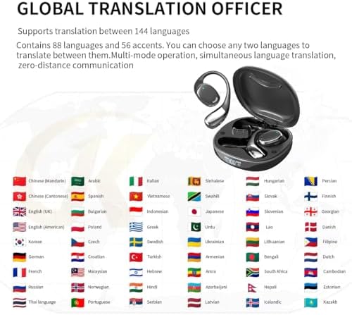 Revolutionary AI Translation Earbuds for Instant Multilingual Conversations – Effortless 3-in-1 Bluetooth Device for Travel, Business, and Education, Waterproof Design with Comfort Fit, Compatible with i OS & Android for Enhanced Listening and Learning Experience in 144 Accents and Languages