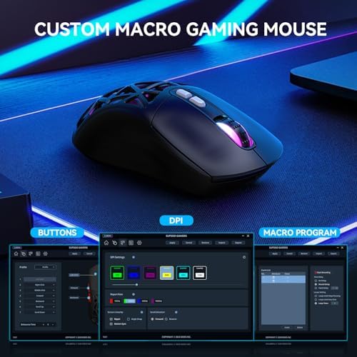 Ultimate FD Wireless Gaming Mouse with RGB Lighting – 10,000 DPI Precision, Tri-Mode Connectivity (2.4 GHz, Bluetooth 5.0, Wired) & Programmable Macros for Enhanced Performance – Rechargeable Battery for Seamless Gaming on Laptop, Desktop, Mac, and Chromebook – Ergonomic Design for Comfort and Style