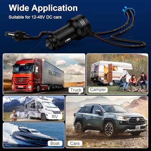 Starlink Mini Cable 10 FT – Versatile 3-in-1 Car Charger with Cigarette Lighter Adapter and Dual USB Ports for Rapid Charging – 12 V-48 V Compatibility, Digital Voltage Display for Enhanced Vehicle Performance and Device Connectivity